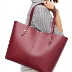 J. Crew Devon Leather Shoulder Tote in Crimson